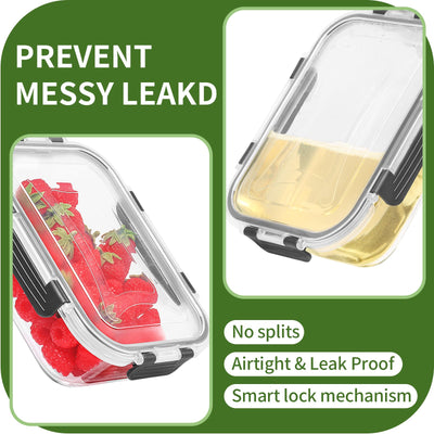 Glas-Frischhaltedosen Set für Lebensmittel,10Teile (5 Deckel & 5 Behälter), Skroam Aufbewahrungsbox Glas - Spülmaschinen, Mikrowellen & Gefrierschrankfreundlich, BPA-frei