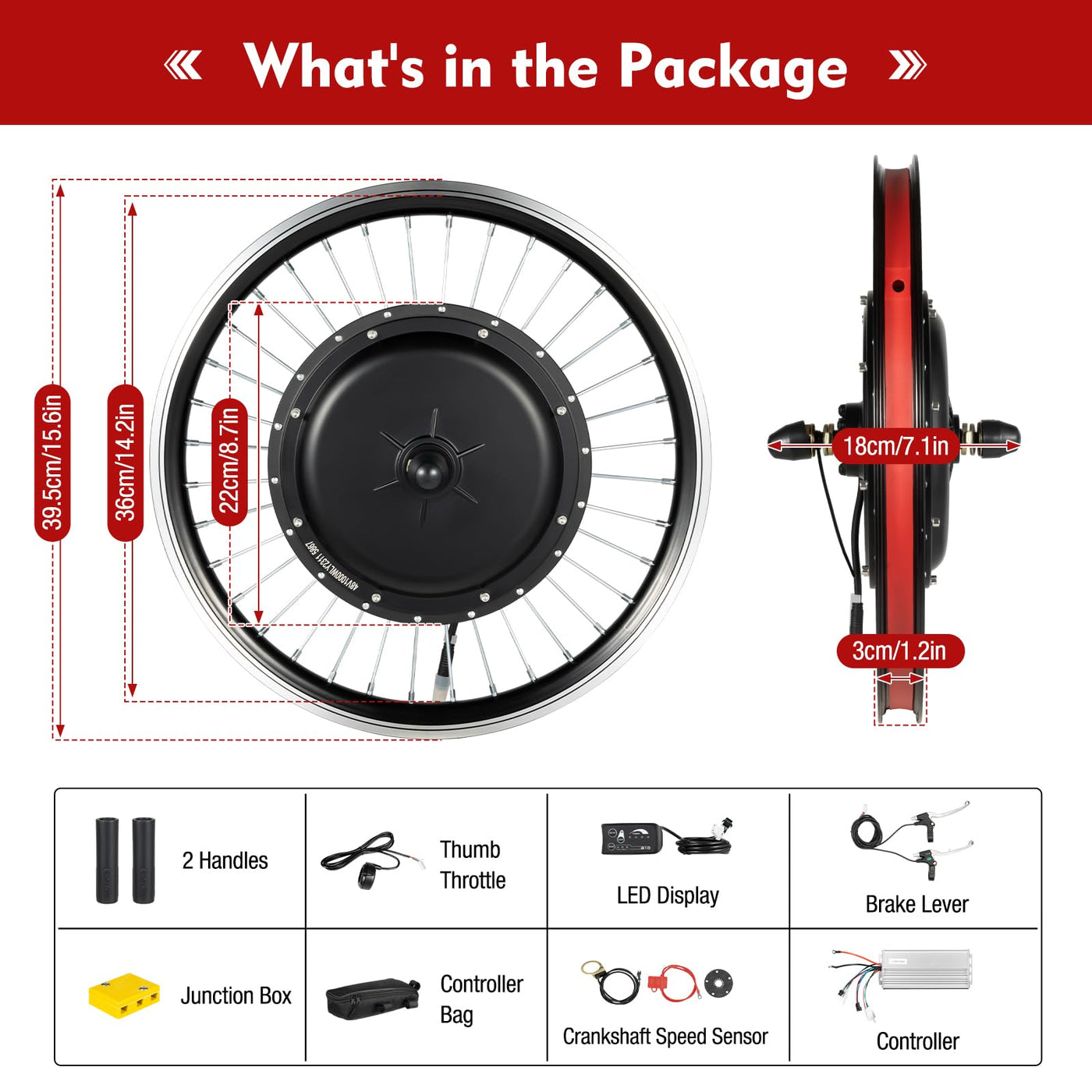 20 Zoll 48V 30A Elektro-Fahrrad Kit E-Bike Elektrofahrrad Umbausatz Vorderrad 1000W Conversion Motor Set Fahrrad Nabenmotor Anzeige Frontmotor Elektrisches Fahrrad-Rad Naben-Frontmotor-UmrüStsatz