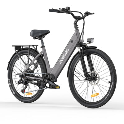 MileCity1 26" E-Bike für Erwachsene, 7 Gang Elektrofahrrad mit Austauschbarem 36V 13Ah Akku, 25 km/h und 80–100km Reichweite E-Bike für Städtische Pendler, IP65 Wasserdicht (MileCity1, Grau)