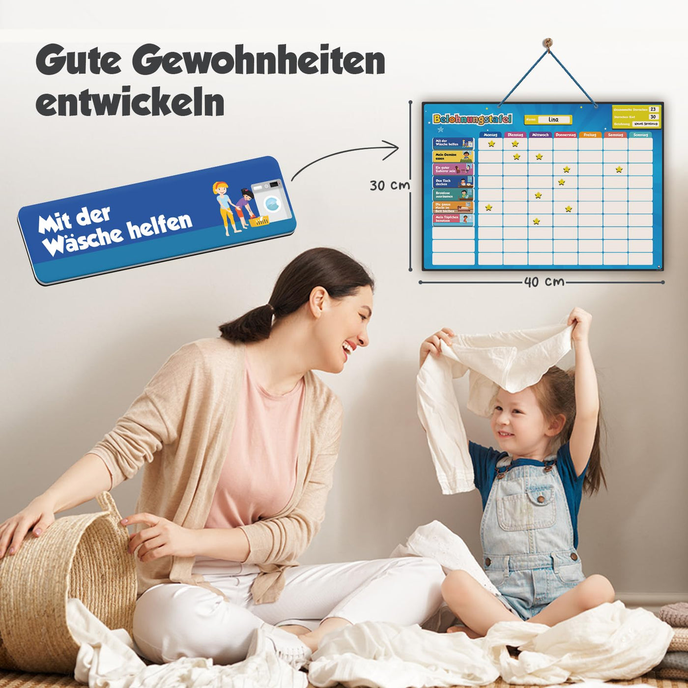 Smart Panda Belohnungstafel für Kinder – 80+ AUFGABEN + 380 Magnete - Belohnungssystem für Verantwortung - Montessori Aufgabenplaner, Magnettafel, Routinchen Wochenplaner Kinder, ab 3 4 5 6 7 8 Jahre