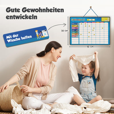 Smart Panda Belohnungstafel für Kinder – 80+ AUFGABEN + 380 Magnete - Belohnungssystem für Verantwortung - Montessori Aufgabenplaner, Magnettafel, Routinchen Wochenplaner Kinder, ab 3 4 5 6 7 8 Jahre