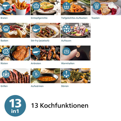 Philips Airfryer 2000 Serie – 13 Zubereitungsmöglichkeiten, 6,2l Fassungsvermögen, kompaktes Design mit Kochfenster, RapidAir-Technologie, 90% weniger Fett, leicht zu reinigen (NA230/00)