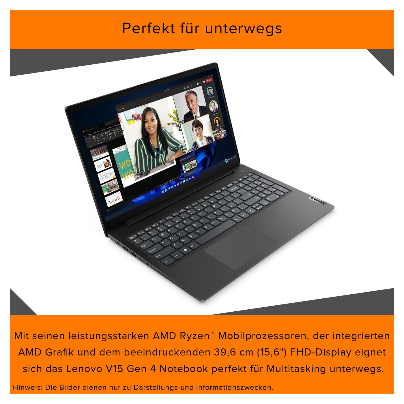 Lenovo V15 G4 IRU Laptop, Intel Core i5-13420H, 40 GB DDR4 RAM, 1 TB PCIe SSD, 15.6" FHD Display, Intel UHD Graphics, QWERTZ Tastatur, Windows 11 Pro, Iron Grey