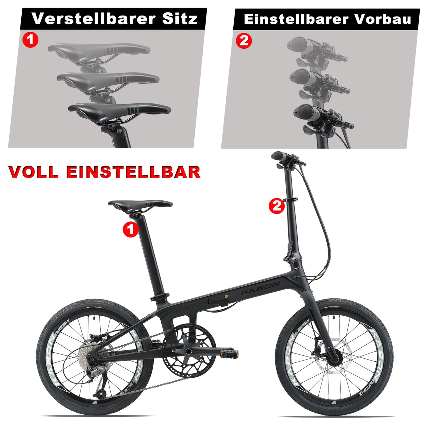 KABON Voll Carbon Faltrad, Leichtes 20 Zoll Carbonfaser Rahmen Klapprad mit 11 Gang Hydraulische Scheibenbremse Fahrrad mit Carbon Laufradsatz für Unisex-Erwachsene (Chamäleon Blau)