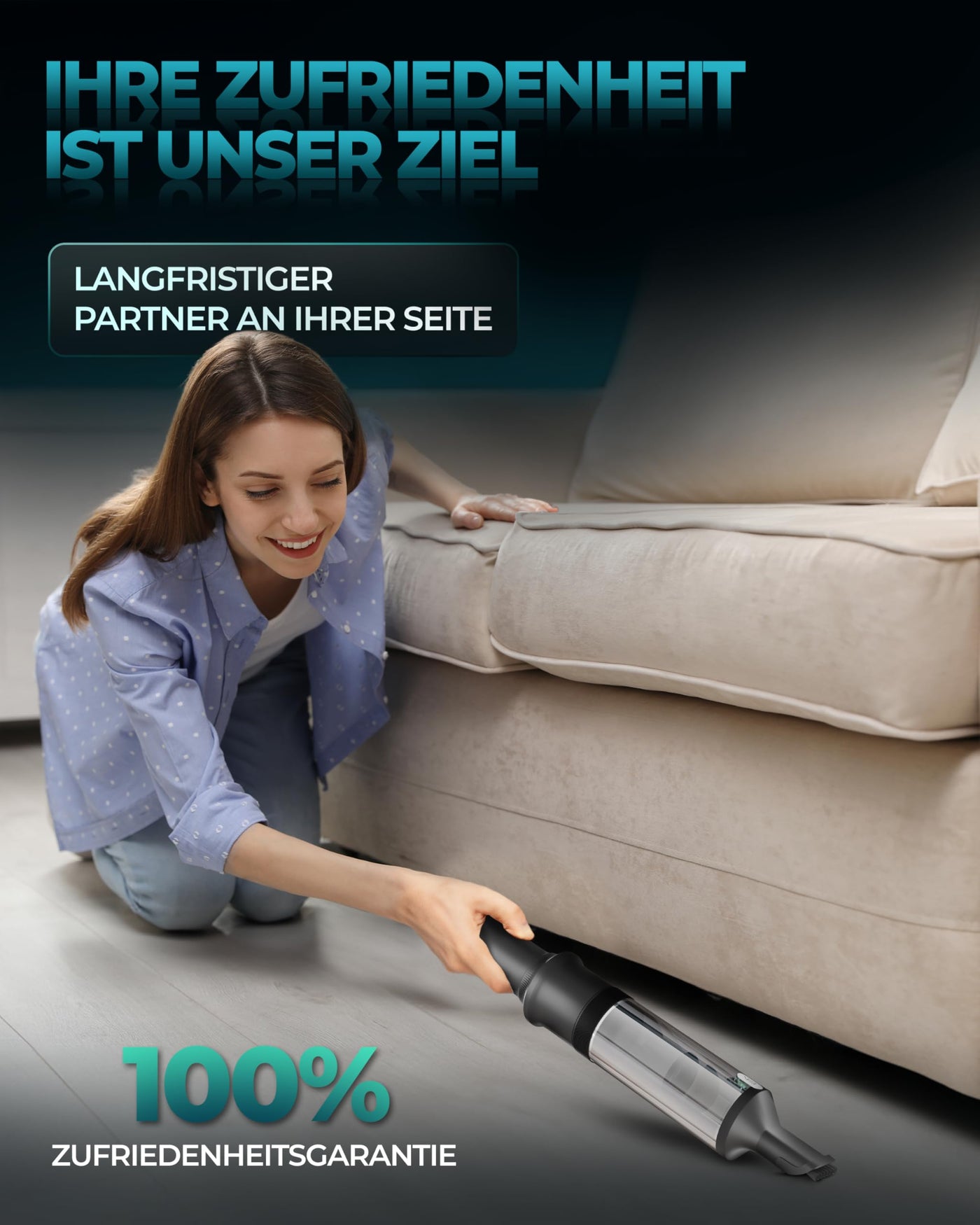 KLAMER Handstaubsauger, 140W Akku Handstaubsauger, Leistungsstark mit 16.000 PA und 36 min Laufzeit, Kabelloser Handstaubsauger inkl. Ladestation für Büro, Haus & Auto, beutellos