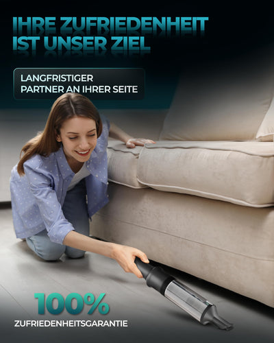 KLAMER Handstaubsauger, 140W Akku Handstaubsauger, Leistungsstark mit 16.000 PA und 36 min Laufzeit, Kabelloser Handstaubsauger inkl. Ladestation für Büro, Haus & Auto, beutellos