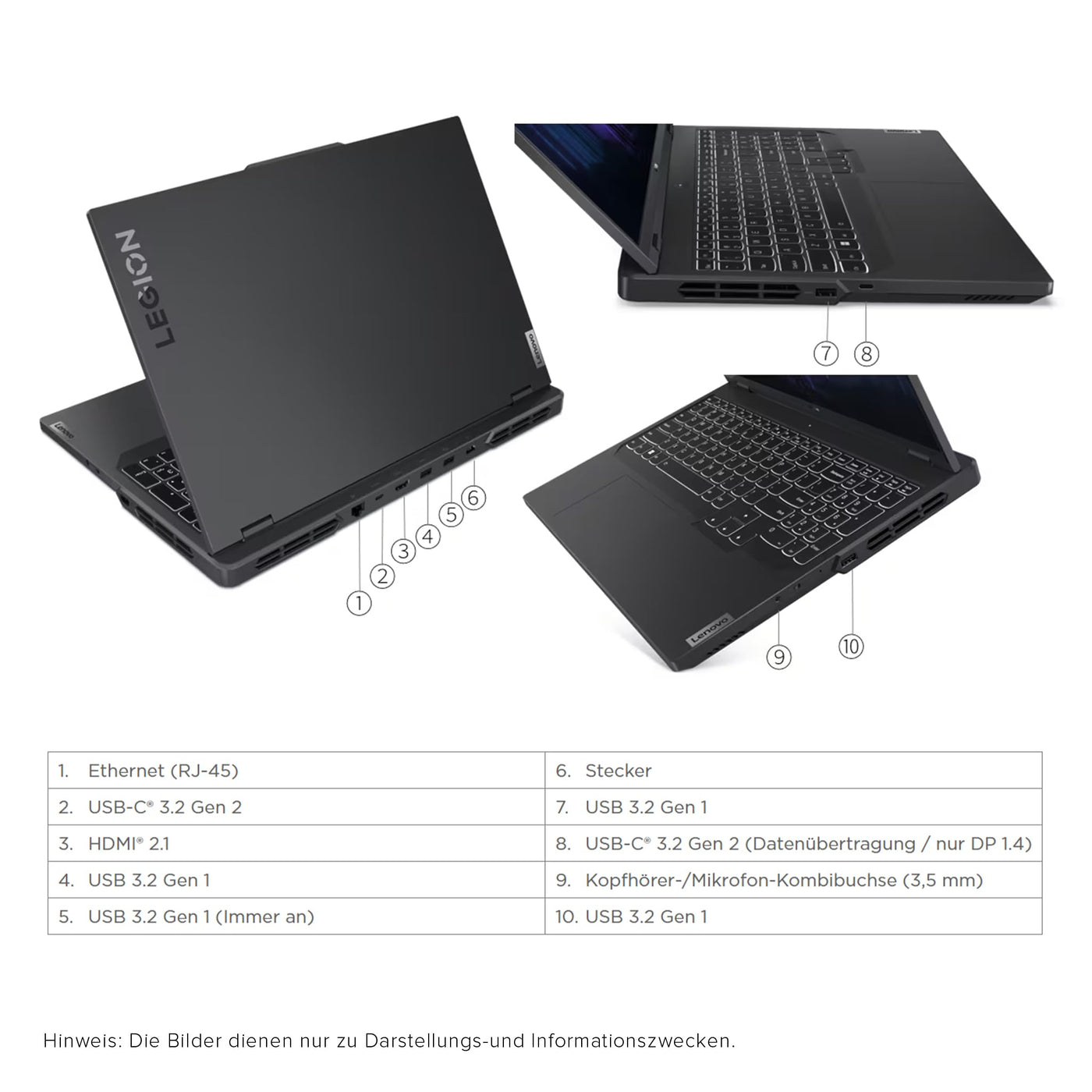 Lenovo Legion Pro 5i Gaming Laptop, Intel Core i5-14500HX, 64 GB DDR5 RAM, 2 TB PCIe SSD, 16" WQXGA, NVIDIA GeForce RTX 4050, Backlit QWERTZ Tastatur, Windows 11 Home, Grey