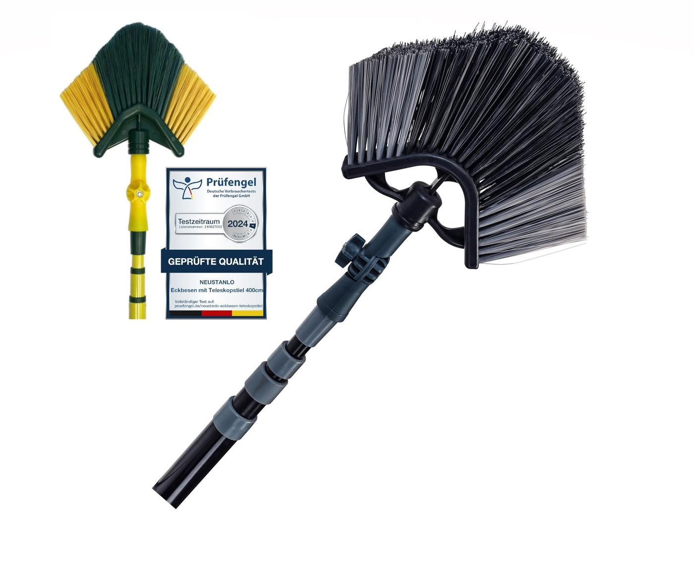 Neustanlo | Eckbesen mit Teleskopstiel | 400 cm | ausziehbar mit Stiel | farblich Sortiert | ideal für Fassadenreinigung