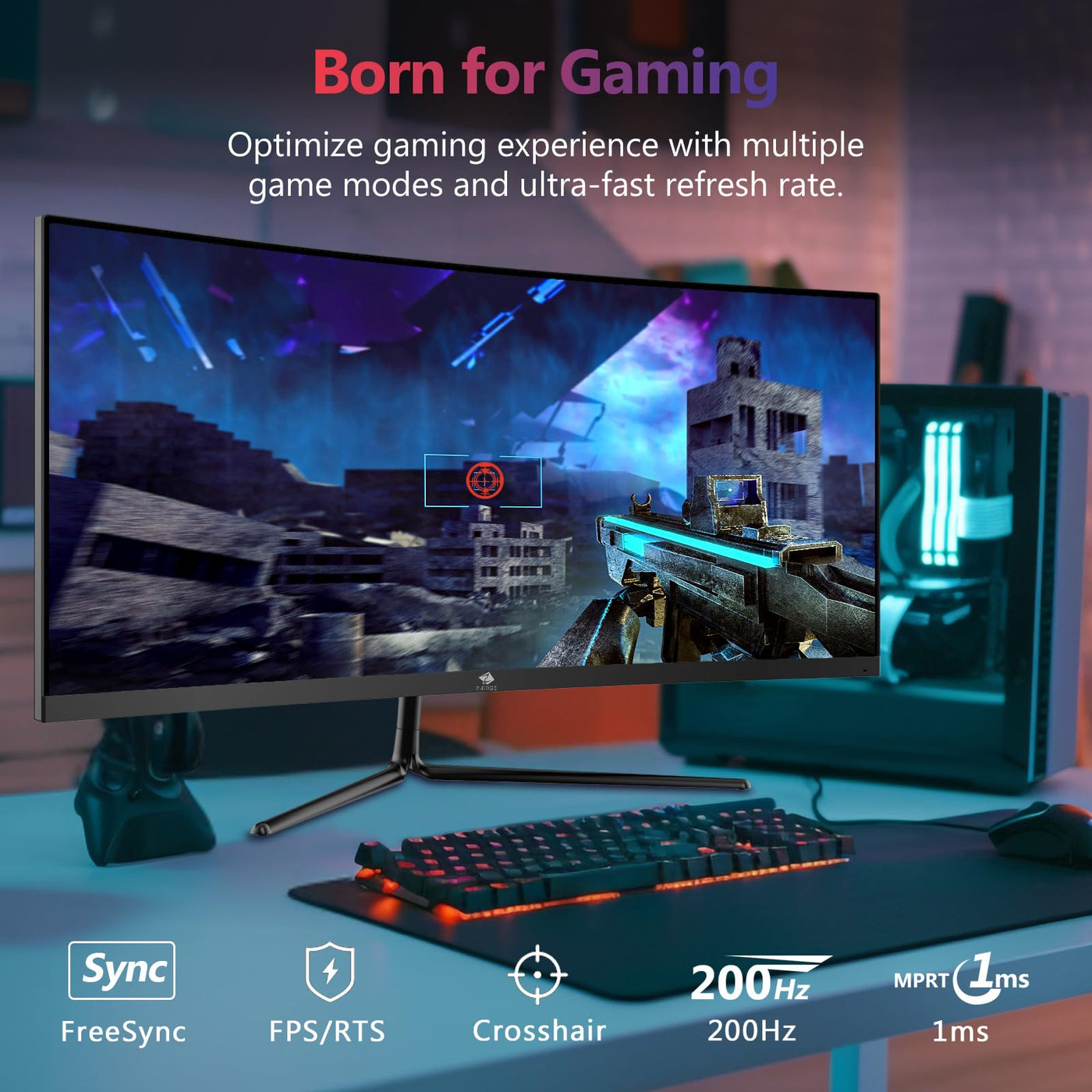 Z-Edge 30 Zoll Ultrawide Curved Gaming Monitor 200Hz(DP) 165Hz(HDMI) 1ms MPRT, 2560x1080 VA Panel, 21:9 R1500 Curved Bildschirm, 300cd/m² Helligkeit, FreeSync, HDMI & DisplayPort, Schwarz