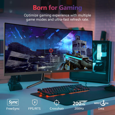 Z-Edge 30 Zoll Ultrawide Curved Gaming Monitor 200Hz(DP) 165Hz(HDMI) 1ms MPRT, 2560x1080 VA Panel, 21:9 R1500 Curved Bildschirm, 300cd/m² Helligkeit, FreeSync, HDMI & DisplayPort, Schwarz