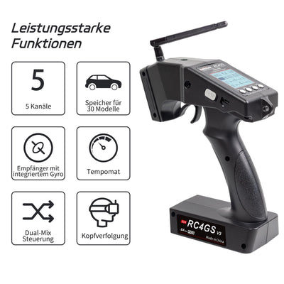 Radiolink RC4GS V3 5 Kanäle RC Fernsteuerung mit Empfänger Set R6FG Gyro-integriert 2.4 GHz RC Fernbedienung Sender für Modellbau wie Auto Crawler Truck Boot