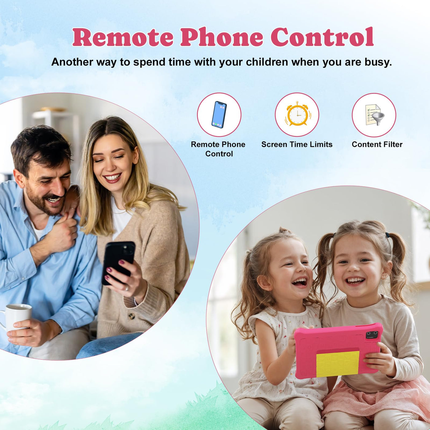 Laptok Kinder Tablet 7 Zoll, Android Tablet für Kinder, 5GB RAM+32GB ROM+128GB Erweiterbar, Wi-Fi, Bluetooth, Type-C, Kids Tablet mit Mit sturzsicherer Schutzhülle Rose