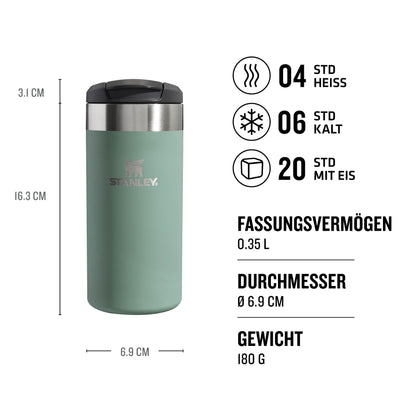 Stanley Aerolight Transit Thermobecher 0.35L - Hält 4 Stunden Heiß - Spülmaschinenfest - Kaffeebecher To Go Auslaufsicher - Kompatibel mit gängigen PKW-Getränkehalterungen - Thermosflasche - Shale