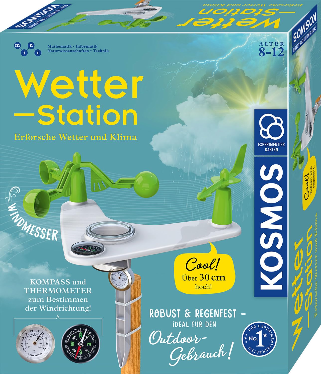 KOSMOS 636142 Wetterstation, Erforsche Wetter und Klima, mit Windmesser, Kompass und Thermometer, Experimentierkasten für Kinder ab 8 Jahre,