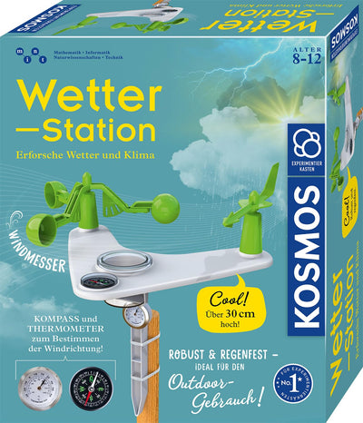 KOSMOS 636142 Wetterstation, Erforsche Wetter und Klima, mit Windmesser, Kompass und Thermometer, Experimentierkasten für Kinder ab 8 Jahre,