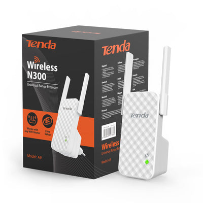 Tenda WLAN Verstärker A9, N300 WLAN Repeater mit 3dbi-Antennen, Signalverstärker mit WPS, WiFi Extender, Signalstärkeanzeige, hohe Reichweite und Wanddurchdringung, kompatibel mit Allen WLAN Routern