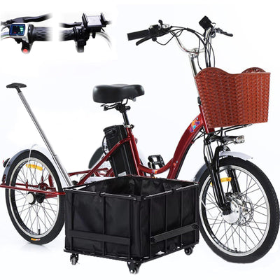 20″ Elektro Dreirad FüR Erwachsene, 7-Gang 3-Rad Elektrofahrrad, Mit Herausnehmbarem 48V 12Ah Akku (35–45 Km Reichweite), Verstellbarem Sitz (80–92 cm), Mit Scheinwerfer + Hupe B