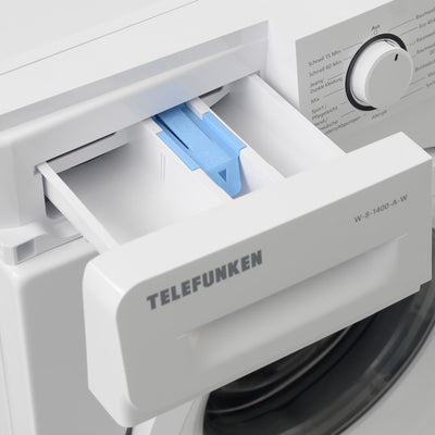 Telefunken Waschmaschine 8kg | 1400 U/Min. | Inverter Motor - Leise & Effizient | AquaStop - Schutz vor Wasserschäden | Schontrommel | Washing Machine mit 15 Programmen | EEK A | W-8-1400-A-W weiß