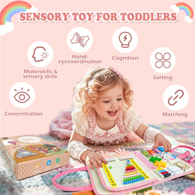 Sumtoco Busy Board, Montessori Spielzeug 2 Jahre, 9 In 1 Montessori Activity Board, Busy Board Ab 1 2 Jahr, Kinderspielzeug Ab 1 Jahr, Geschenk Für Spielzeug Ab 1 2 3 4 Mädchen, Quiet Book