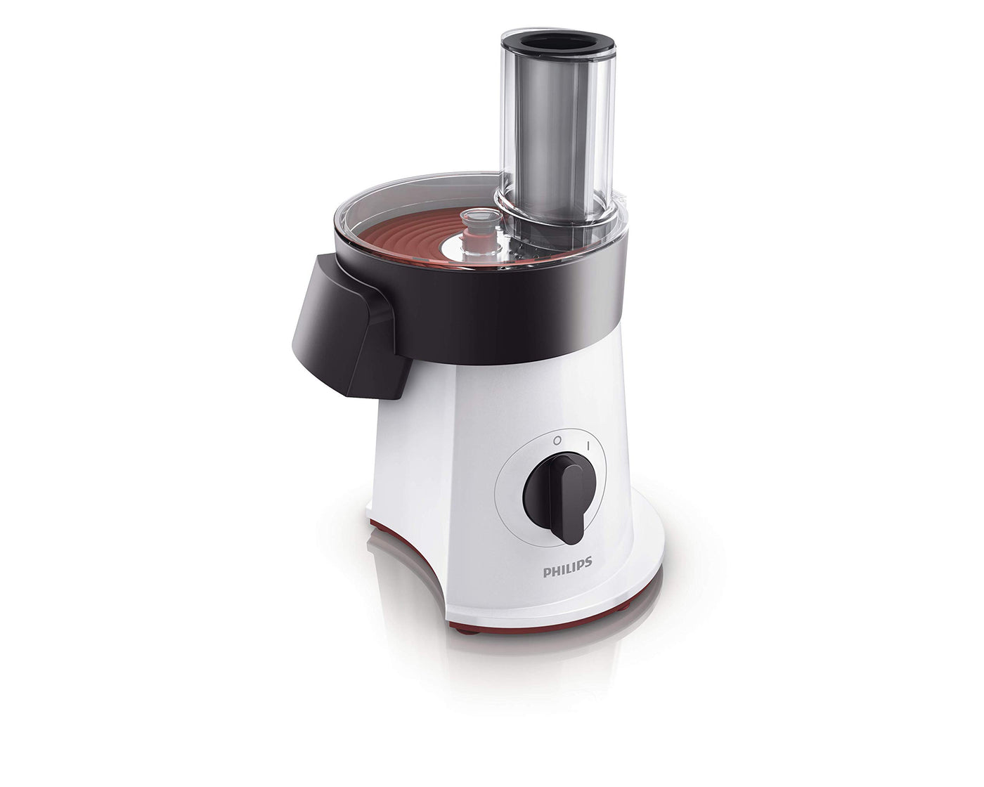Philips HR1388/80 Viva Collection Salatzubereiter und Zerkleinerer / 200 W / 6 Scheibensätze aus Edelstahl, weiß/schwarz/rot