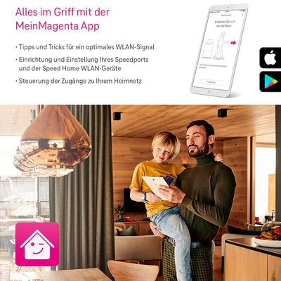 Telekom Speedport Smart 4 Router & Speed Home WLAN Repeater im Set mit Wi-Fi 6 und Mesh-Technologie - kein Glasfasermodem integriert I Plug & Play per WPS, 2 LAN-Anschlüsse