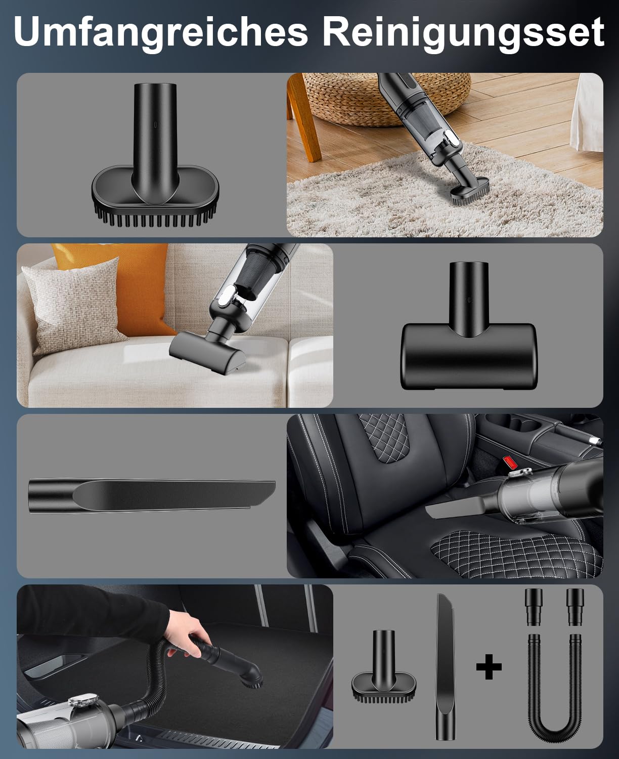 Vankarr Handstaubsauger Akku 16000Pa Handstaubsauger Kabellos Autostaubsauger Stark Mini Staubsauger Tragbarer Handsauger USB Auto Staubsauger Ohne Kabel