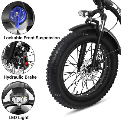 KETELES Klapprad E-Bike Elektrofahrrad 20 Zoll, 48V 35Ah Lithiumbatterie, Faltbares City E-Bike mit 4" Fettreifen, Hydraulische Bremse, für Erwachsene, Herren Damen. (KF9 35A)