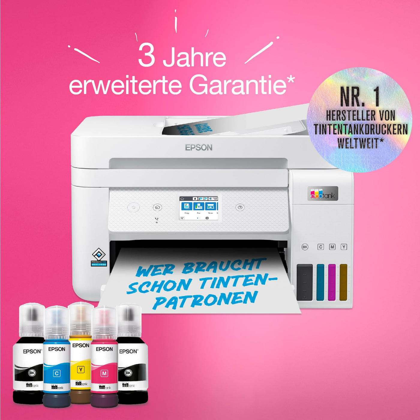 EcoTank ET-4856 A4-Multifunktions-Wi-Fi-Tintentankdrucker, mit einem im Lieferumfang enthaltenen Vorrat an Tinten bis zu 3 Jahren