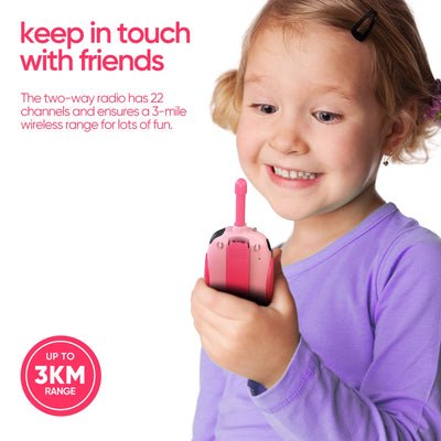 Walkie Talkie Kinder,HPROMOT 2 Pack Aufladbar Walkie Talkies, 16-Kanal Kinder Spielzeug für Jungen Mädchen, Abenteuer im Freien Outdoor Camping Wandern