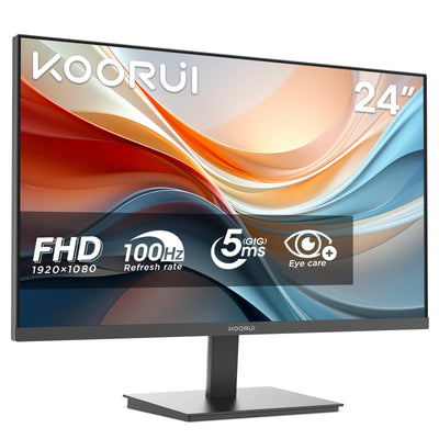KOORUI E2412F 24 Zoll Monitor, FHD 1920 x 1080 100Hz PC Monitor, HDMI 1.4, Eye Care Bildschirm, 5ms GtG 5° bis 15° neigbar, VESA 100 x 100mm