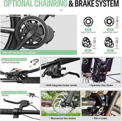 BAFANG Mittelmotor 36V 250W BBS01B Ebike Umbausatz Elektrofahrrad Kit mit Optionales Ebike Display,Elektrofahrrad Umbausatz Motor für BB68mm, DZ40 Anzeige