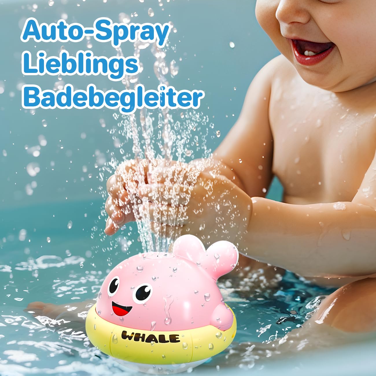Badewannenspielzeug, Leuchtender spritzender Wal-Spielzeug, Badespielzeuge, ab 1 Jahr, Kleinkindspielzeug, Wasserspielzeug Baby