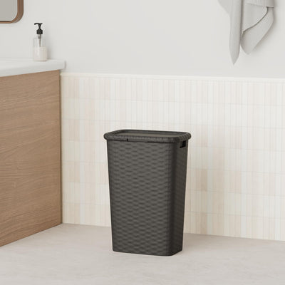 Wäschekorb Wäschebox in Flecht Rattan Optik 65 Liter - schwarz - Wäschetruhe Wäschekorb