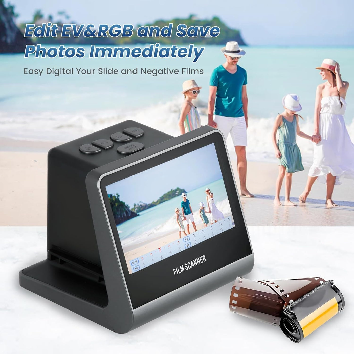 22MP Diascanner - Fotoscanner mit 5 "LCD Display, Negativscanner und Dia Scanner zum Digitalisieren Konvertiert 35mm, 135, 126 KPK, 110 Negative und Super 8-Film in Hochauflösende JPEG-Digitalfotos