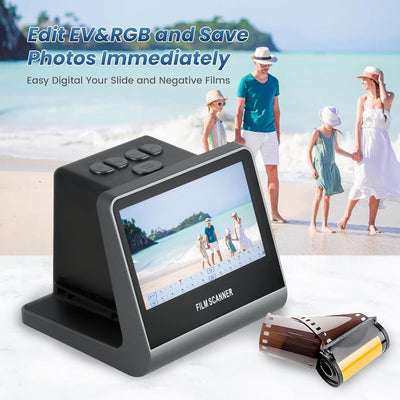 22MP Diascanner - Fotoscanner mit 5 "LCD Display, Negativscanner und Dia Scanner zum Digitalisieren Konvertiert 35mm, 135, 126 KPK, 110 Negative und Super 8-Film in Hochauflösende JPEG-Digitalfotos