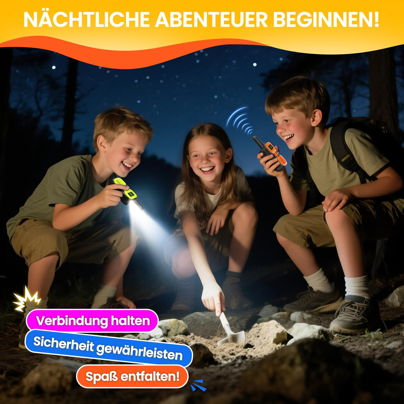 Walkie Talkie Kinder - Funkgerät Kinder Aufladbare,Spielzeug für 3-12 JäHrige Jungen,10 KanäLen,Hochauflösender Klangübertragung,Reichweite von 3km,Ideal für Outdoor-Abenteuer,Camping Und Wanderungen