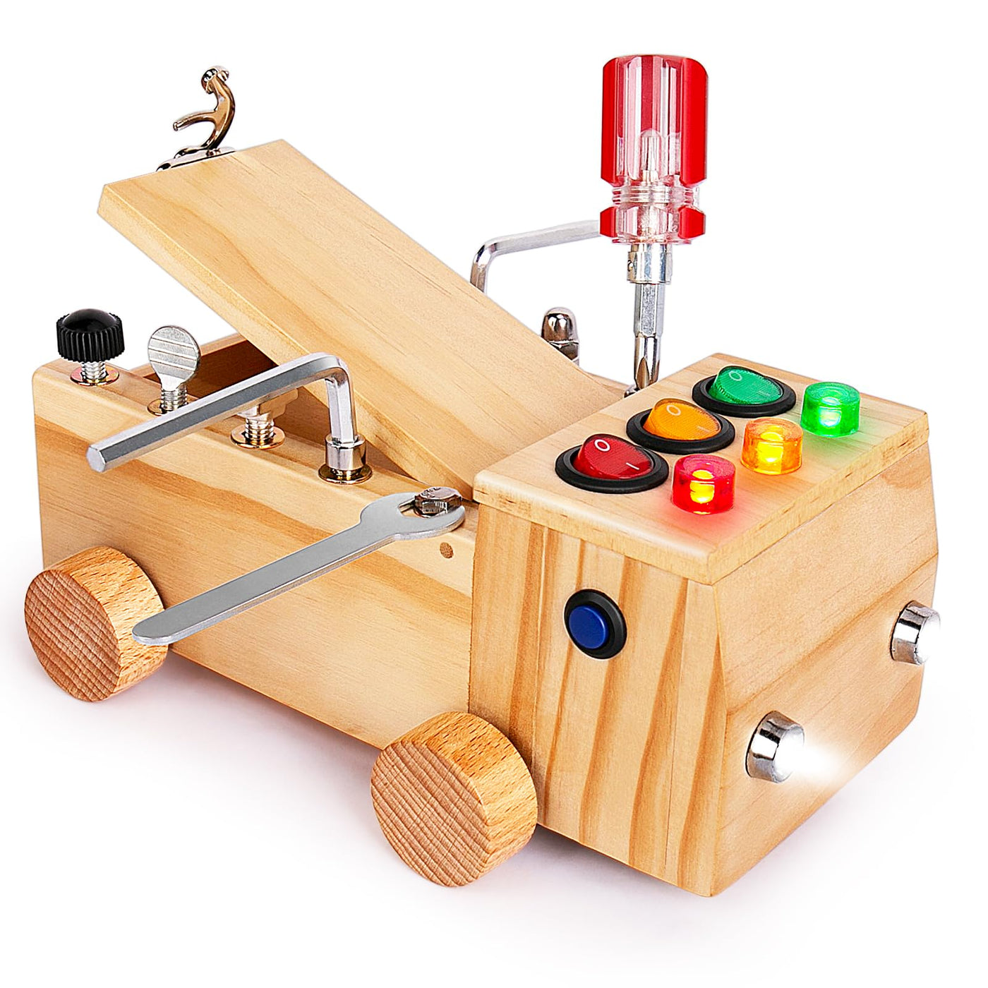 OAKJAR Montessori Schraubendreher Brett, Montessori Spielzeug ab 2-6 Jahre, Montessori Busy Board, Holzspielzeug Motorikspielzeug, Lernspielzeug für Babys Kleinkinder Jungen Mädchen