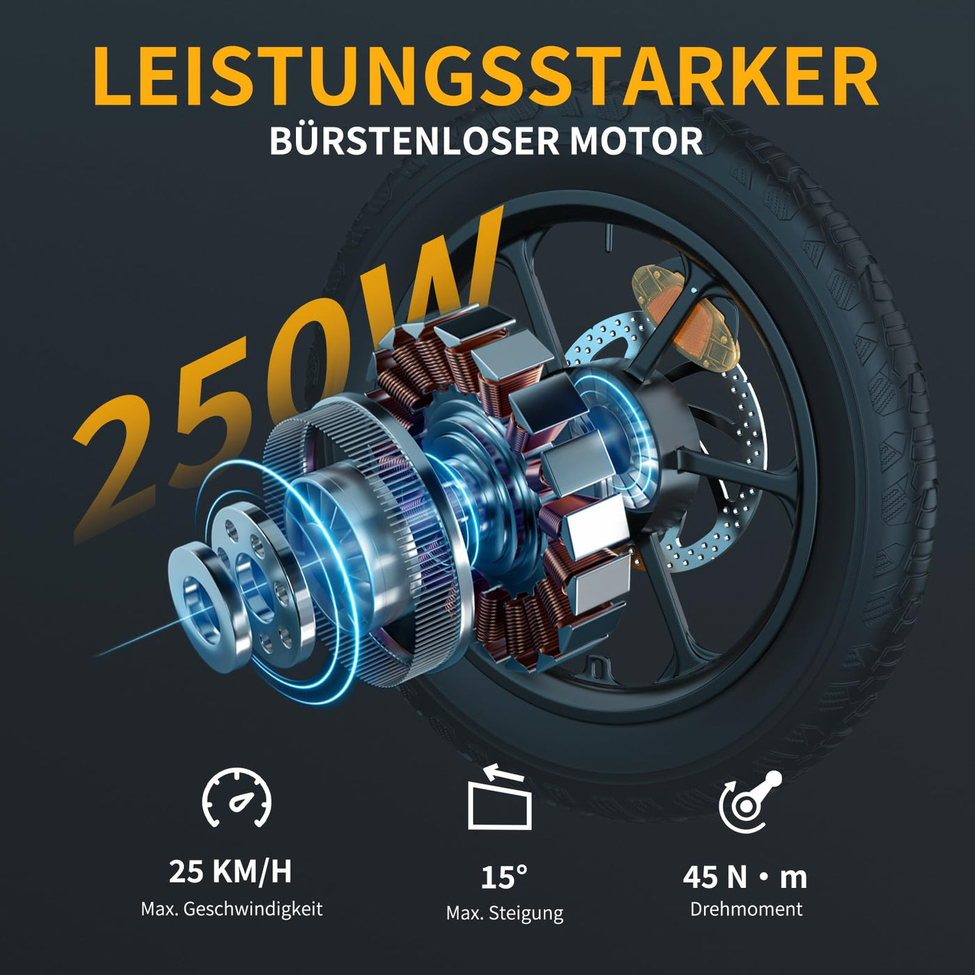 ESKUTE D100 E-Bike Klapprad 16 x 2,5 Zoll, Elektrofahrrad für Herren & Damen, Fatbike mit Abnehmbarem 36V 13Ah Akku, Lange Reichweite bis 100 km, Faltbares Pedelec für Erwachsene, Schwarz