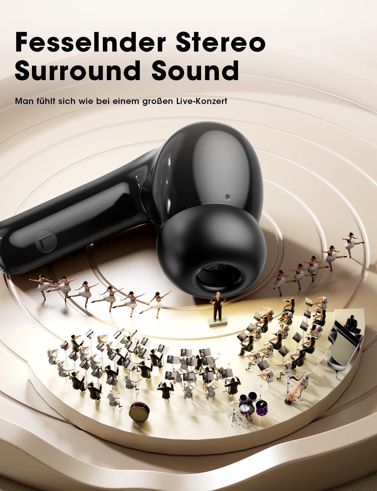 ZZU Bluetooth Kopfhörer,In Ear Kopfhörer Kabellos Bluetooth 5.3 mit HiFi Stereo,4 ENC Noise Cancelling Mic 48 std Spielzeit LED-Anzeige,IPX7 Ohrhörer mit AI für iPhone Android Arbeit und Studium