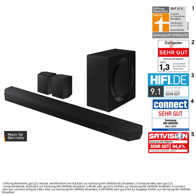 Samsung HW-Q995GD 11.1.4-Kanal Q-Soundbar für TV-Geräte, 4.0.2-Kanal-Rücklautsprecher, Bluetooth-Lautsprecher mit kabellosem Dolby Atmos / DTS:X, Q-Symphony [2024]