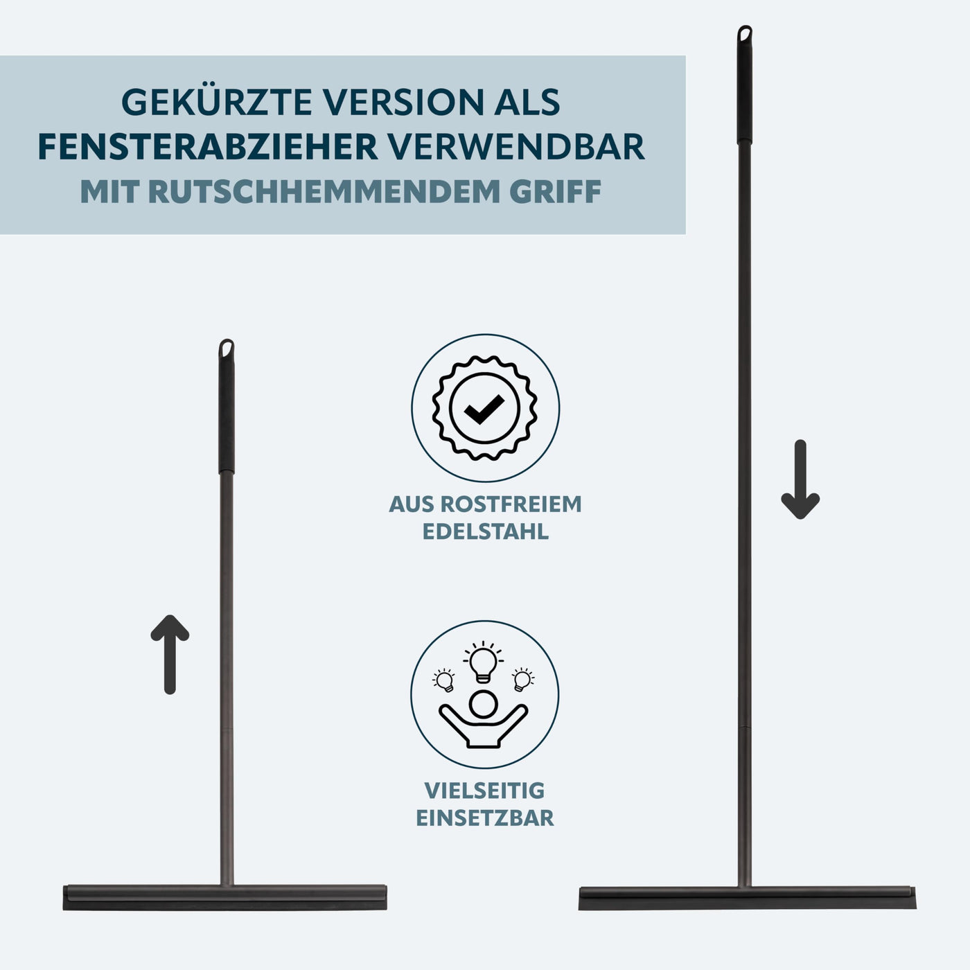 bremermann Bodenabzieher, Fensterabzieher mit Wandhalter, aus Edelstahl und Silikon (Schwarz)