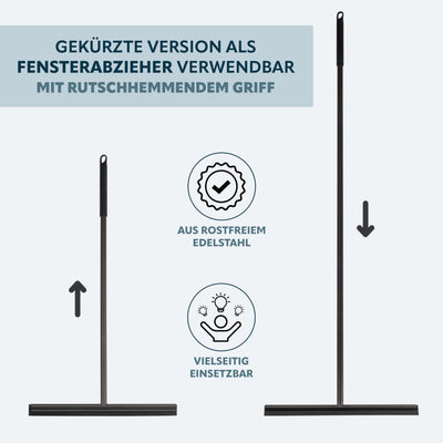 bremermann Bodenabzieher, Fensterabzieher mit Wandhalter, aus Edelstahl und Silikon (Schwarz)