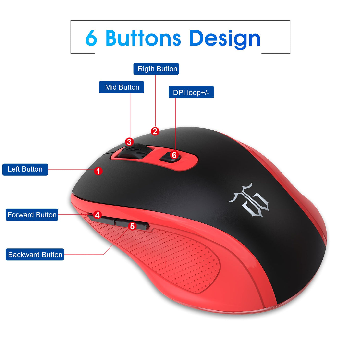 Snpurdiri 60% Prozent Tastatur Maus Set Kabellos, Wireless Gaming Tastatur und Maus Combo, Enthalten 2.4G Small Mini 60% Merchanical Feel Tastatur, Ergonomisches Design Vertical Feel Maus (BlackRed)