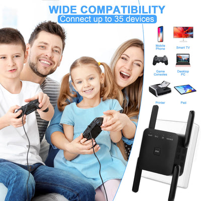 WLAN Verstärker 1200Mbit/s WiFi Repeater Dualband 2,4GHz+5GHz WiFi Booster mit Repeater/Router/Access Point Modus,4 Antenne,Einfache Einrichtung,WiFi Extender Booster Mit LAN/WAN Port