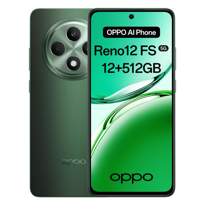 OPPO Reno12 FS 5G 12+512GB, KI Android-Smartphone (entsperrt), 6,67" 120Hz AMOLED Display, Dimensity 6300 Handy, 50+8+2MP KI-Kamera, 5000mAh 45W, IP64 wasserfest, NFC, Grün