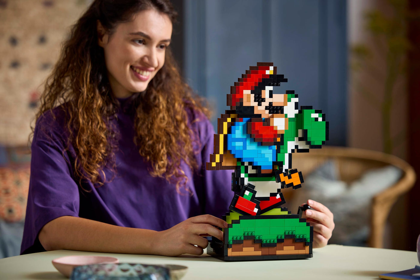LEGO Super Mario World: Mario & Yoshi Nintendo Set zum Sammeln, pixelige Figuren, Modell zum Bauen und Ausstellen, Wohn-Deko und Sammlerstück, Modellbausatz und Geschenk für Erwachsene Fans 71438