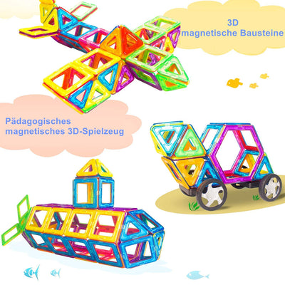 CONDIS Magnetische Bausteine 120 Teile, Magnetspielzeug Magneten Kinder Magnetbausteine Magnet Spielzeug Magnetspiele für Geschenk ab 3 4 5 6 7 8 Jahre Junge Mädchen Bauklötze Kinderspielzeug