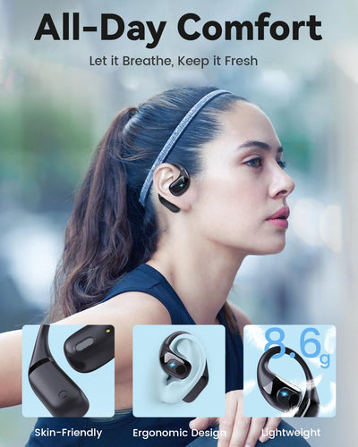 MONODEAL Open Ear Kopfhörer Bluetooth 5.3, Touch Controlled Air Conduction Ohrhörer Kopfhörer Kabellos Bluetooth Kopfhörer Sport, IPX6 Wasserdicht