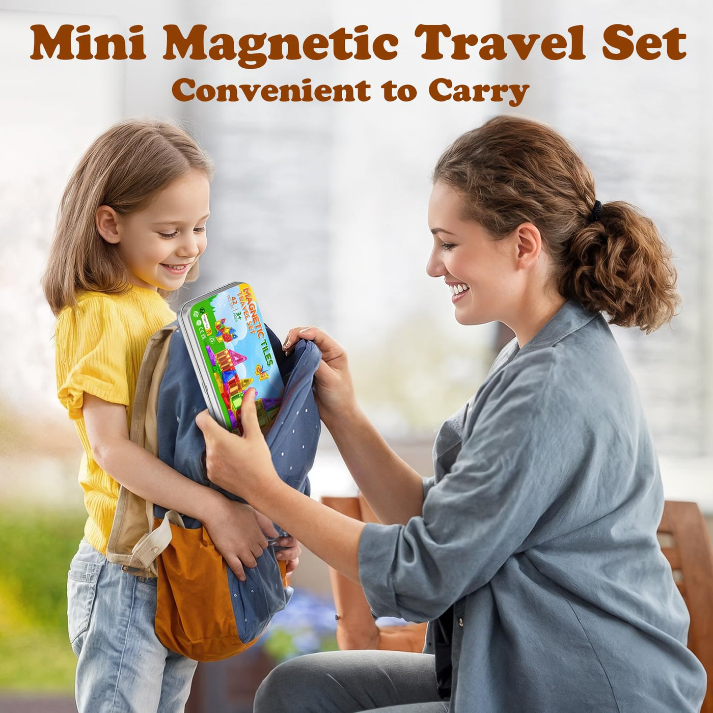 Magnetische Bausteine 42PCS Mini Magnetbausteine Reiseset Magnetspielzeug Montessori Reisespielzeug Magnet Kinder Spiel Bausteine Magnetic Tiles Geschenk Spielzeug ab 3 4 5 6 7+ Jahre Junge Mädchen