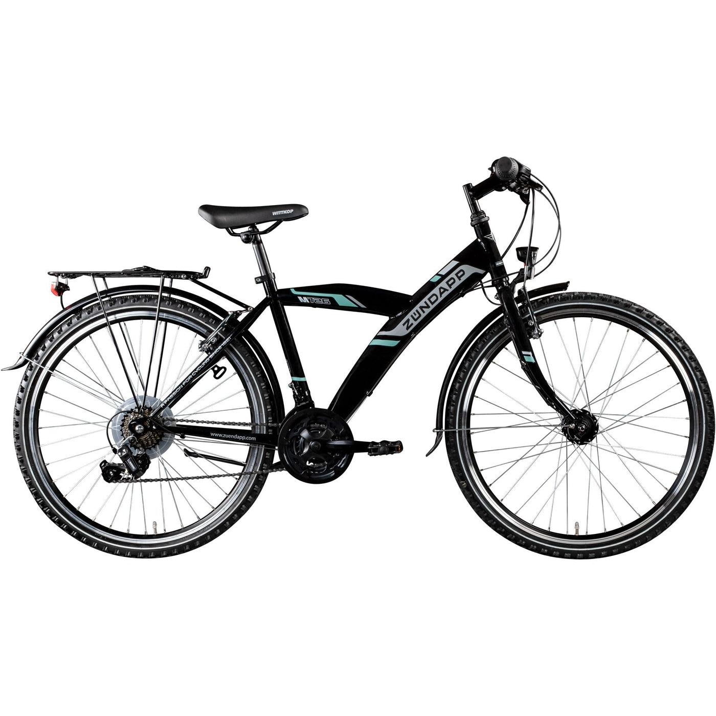 ZÜNDAPP M726 Mountainbike 26 Zoll Fahrrad 160-175 cm MTB Hardtail Jugendfahrrad 21 Gang (schwarz, 43cm)